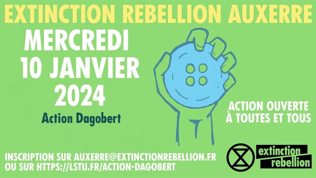Action de Extinction Rebellion Auxerre le 10 janvier 2024