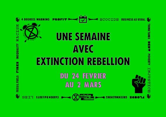 Agenda de la semaine avec Extinction Rebellion (du 24 février au 2 mars)