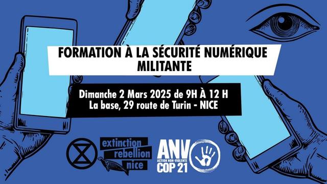 Dimanche 2 📆

👩‍🏫 9h, formation à la sécurité numérique en milieu militant sur #Nice 
